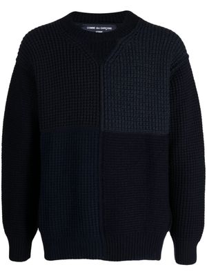 Comme des Garçons Homme pull en maille épaisse à design patchwork - Bleu