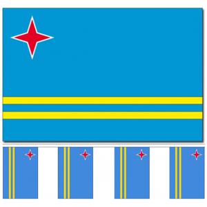 Aruba versiering/feestartikelen set - vlag 90 x 150 cm - vlaggenlijn van 300 cm - landen