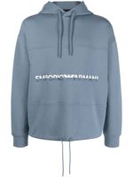 Emporio Armani hoodie à logo brodé - Bleu - thumbnail