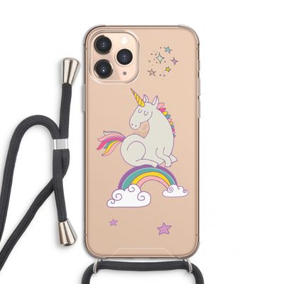 Regenboog eenhoorn: iPhone 11 Pro Transparant Hoesje met koord
