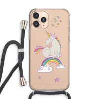 Regenboog eenhoorn: iPhone 11 Pro Transparant Hoesje met koord