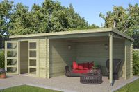 Outdoor Life Products | Tuinhuis met Overkapping Manuel 600 x 275 | Geïmpregneerd | Olijfgroen - thumbnail