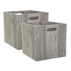 Opbergmand/kastmandje - Set van 4x stuks - Grijs wash - 31 x 31 x 31 cm - 29 liter - Vakkenkast mand