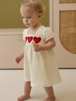 Gehaakte jurk met hartjes voor babymeisjes ecru