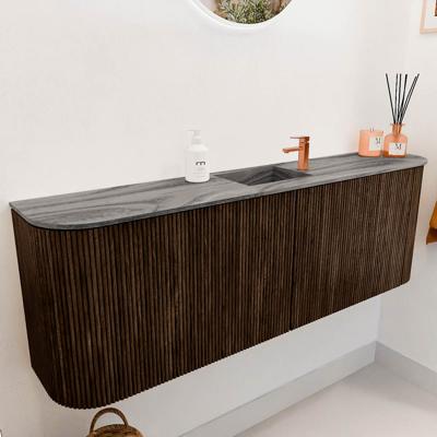 Toiletmeubel Mondiaz Joya Dlux | 123.2 cm | Meubelkleur Walnut | Faye wastafel Sombra Wasbak Midden | 1 kraangat