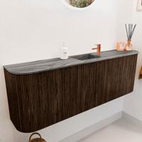 Toiletmeubel Mondiaz Joya Dlux | 123.2 cm | Meubelkleur Walnut | Faye wastafel Sombra Wasbak Midden | 1 kraangat