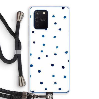 Blauwe stippen: Samsung Galaxy Note 10 Lite Transparant Hoesje met koord