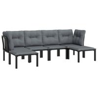 vidaXL 6-delige Loungeset poly rattan zwart en grijs