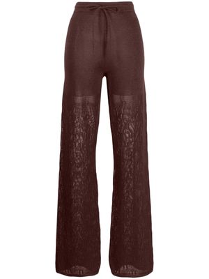 Nanushka pantalon en crochet à logo - Marron