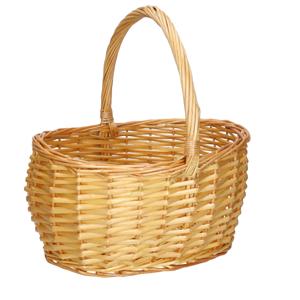 CM Picknickmand met hengsel - naturel - riet - 34 x 28 x 18 cm - rieten mand