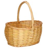 CM Picknickmand met hengsel - naturel - riet - 34 x 28 x 18 cm - rieten mand