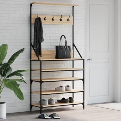 VidaXL Kledingrek met schoenenrek 90x34x184 cm sonoma eikenkleurig