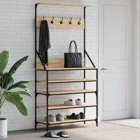VidaXL Kledingrek met schoenenrek 90x34x184 cm sonoma eikenkleurig - thumbnail