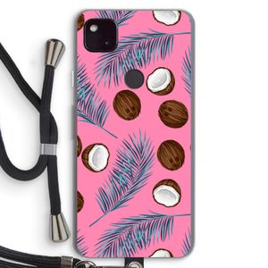 Kokosnoot roze: Pixel 4a 5G Transparant Hoesje met koord