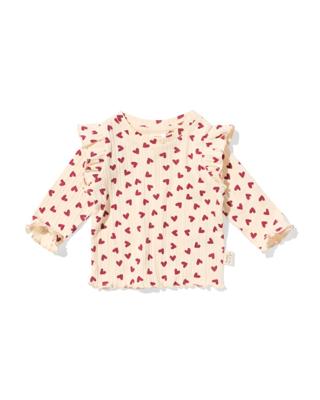 HEMA Newborn T-shirt rib hartjes ecru (ecru)