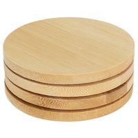 Onderzetters voor glazen - 4x - beige - rond - hout - 10 x 10 cm