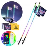 VEVOR 2 stuks zweeplicht, LED-zweeplicht met APP en RF-afstandsbediening, 48 "waterdichte 360 ° spiraalvormige RGB-zwepen met verlichting en 4 vlaggen voor UTV's, ATV's, motorfietsen