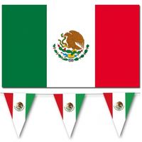 Landen vlaggen versiering set - Mexico - Vlag 90 x 150 cm en vlaggenlijn 3.5 meter - thumbnail