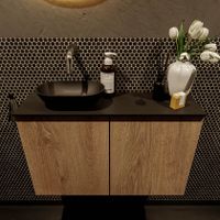 Mondiaz Fowy toiletmeubel 80cm washed oak met blad en waskom urban links zonder kraangat