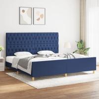 Bedframe met hoofdeinde stof blauw 200x200 cm