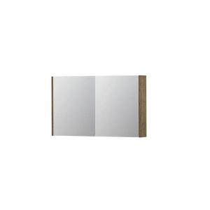 INK SPK1 Spiegelkast - 100x14x60cm - 2 deuren - dubbelzijdige Spiegel - schakelaar en stopcontact - MFC Naturel eiken 1110660