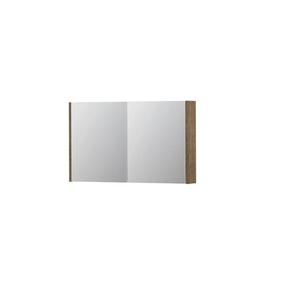 INK SPK1 Spiegelkast - 100x14x60cm - 2 deuren - dubbelzijdige Spiegel - schakelaar en stopcontact - MFC Naturel eiken 1110660