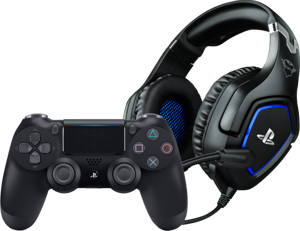 Sony Dualshock 4 Controller Zwart + Trust GXT 488 FORZE Gaming Headset