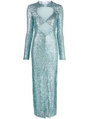 NERVI robe ornée de sequins à découpes - Bleu