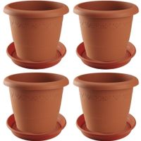 4x stuks bloempotten met onderschaal terra cotta rond diameter 30 cm