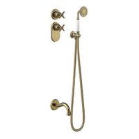 Badkraan Tres Clasic | Inbouw | Thermostaatkraan | Incl.Inbouwdeel | 2-weg | Vintage | Messing oud