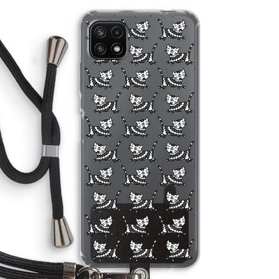 Zwarte poes: Samsung Galaxy A22 5G Transparant Hoesje met koord