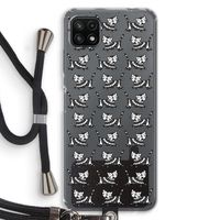 Zwarte poes: Samsung Galaxy A22 5G Transparant Hoesje met koord