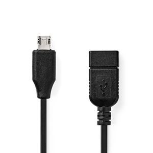 Nedis CCGB60515BK02 USB-kabel 0,2 m USB 2.0 Mini-USB B USB A Zwart