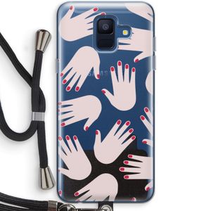 Hands pink: Samsung Galaxy A6 (2018) Transparant Hoesje met koord
