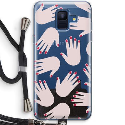 Hands pink: Samsung Galaxy A6 (2018) Transparant Hoesje met koord