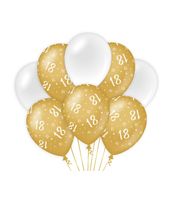 Ballonnen 18 Jaar Goud/Wit (8st)