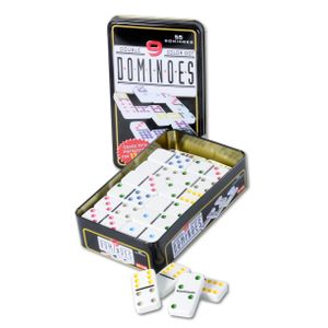 Domino spel dubbel/double 9 in blik 55x stenen   -