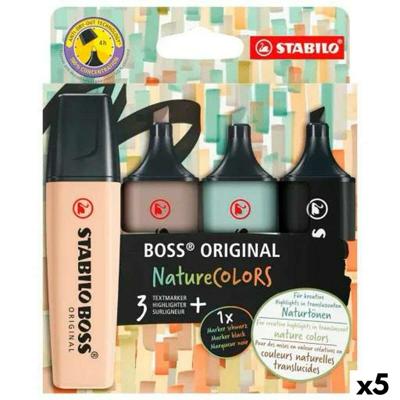 Fluorescerende Markeerstift Set Stabilo BOSS ORIGINAL NATURECOLORS Multicolour 4 Onderdelen (5 Stuks)
