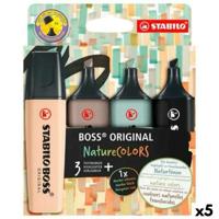 Fluorescerende Markeerstift Set Stabilo BOSS ORIGINAL NATURECOLORS Multicolour 4 Onderdelen (5 Stuks)