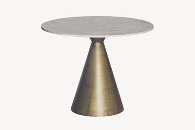 Eettafel ELEGANCIA 100cm ijzeren basis koper and marble top wit - 44859