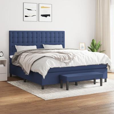 Boxspring met matras stof blauw 180x200 cm