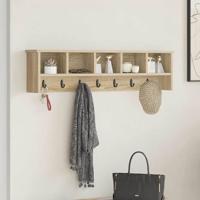 Wandgemonteerde kapstok met plank Sonoma eiken 100 x 16 x 26 cm