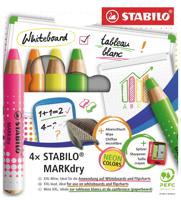 Whiteboardpotlood stabilo markdry 4st neon kleuren