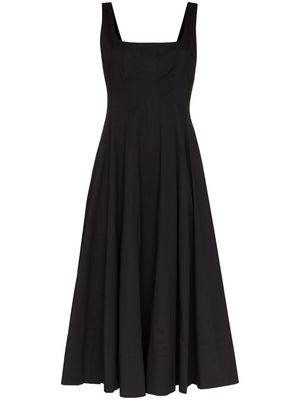 STAUD robe Wells mi-longue à design plissé - Noir