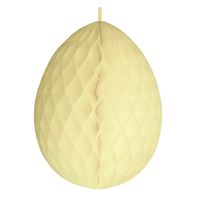 Hangdecoratie honeycomb paasei pastel geel van papier 30 cm - thumbnail