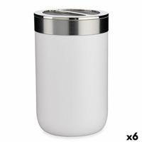 Tandenborstelhouder Wit Zilverkleurig Plastic 7,7 x 11,2 x 7,7 cm (6 Stuks)