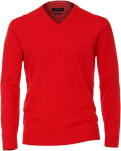 Casa Moda Sport Trui V-Hals Rood Pima Katoen Regular Fit