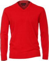 Casa Moda Sport Trui V-Hals Rood Pima Katoen Regular Fit - thumbnail