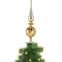 Kerst piek van glas goud gedecoreerd H31 cm - kerstboompieken - thumbnail
