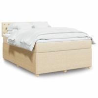 Boxspring met matras stof crèmekleurig 140x190 cm